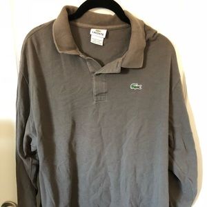 Men’s Olive/Gray Lacoste Long Sleeve Polo Size 8